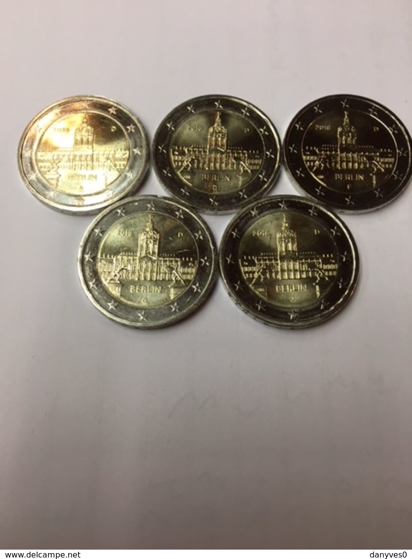 Série De 5 Pièces Commémoratives 2 Euro  Allemagne 2018 UNC " BERLIN-CHATEAU DE CHARLOTTENBURG " - Allemagne