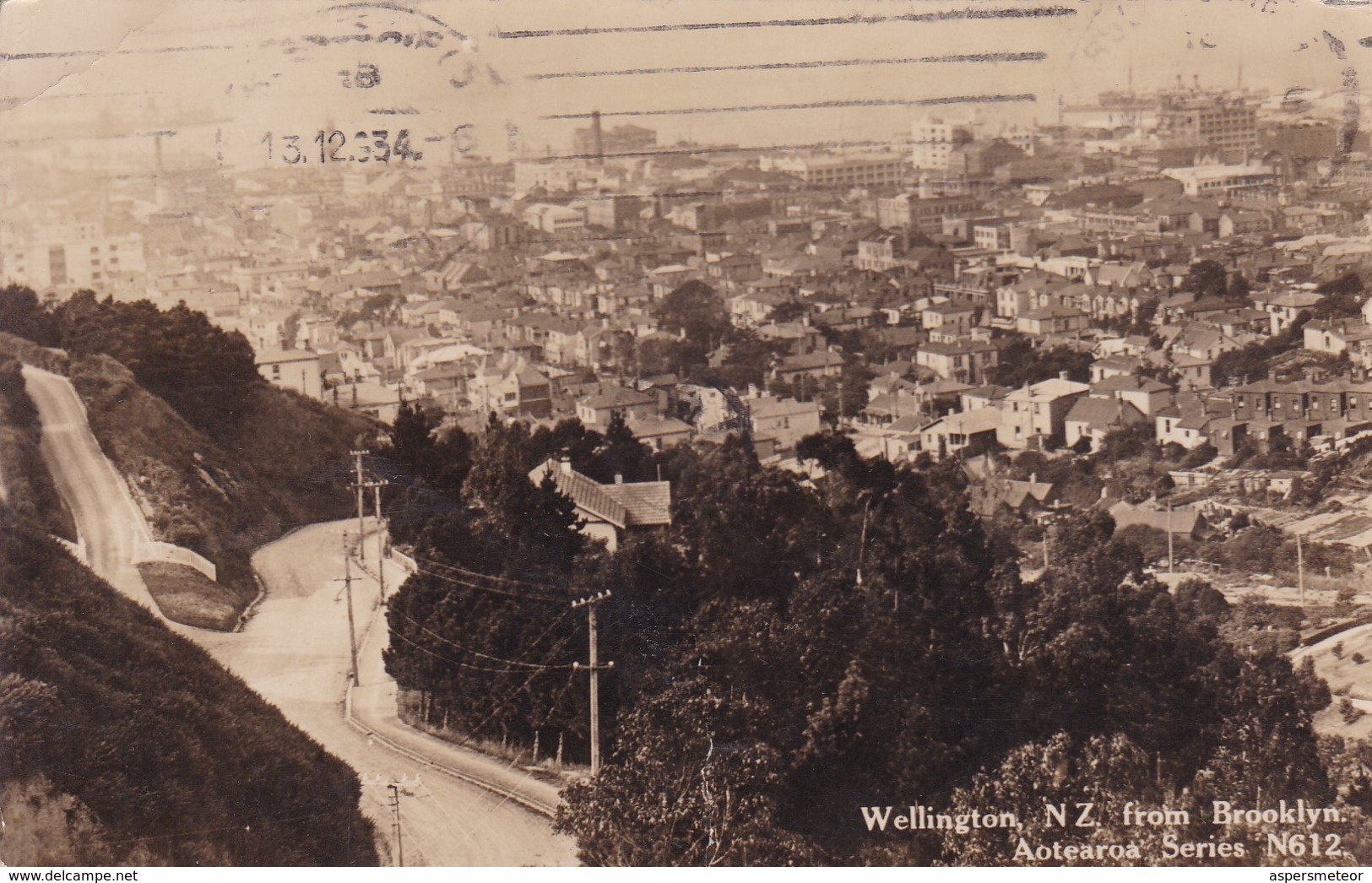 WELLINGTON, NZ, FROM BROOKLYN. AOTEAROA SERIES. PRINTED BY HUGH & G.K.NEILL LTD.-CIRCULEE TO BUENOS AIRES-RARE-TBE-BLEUP - Nieuw-Zeeland