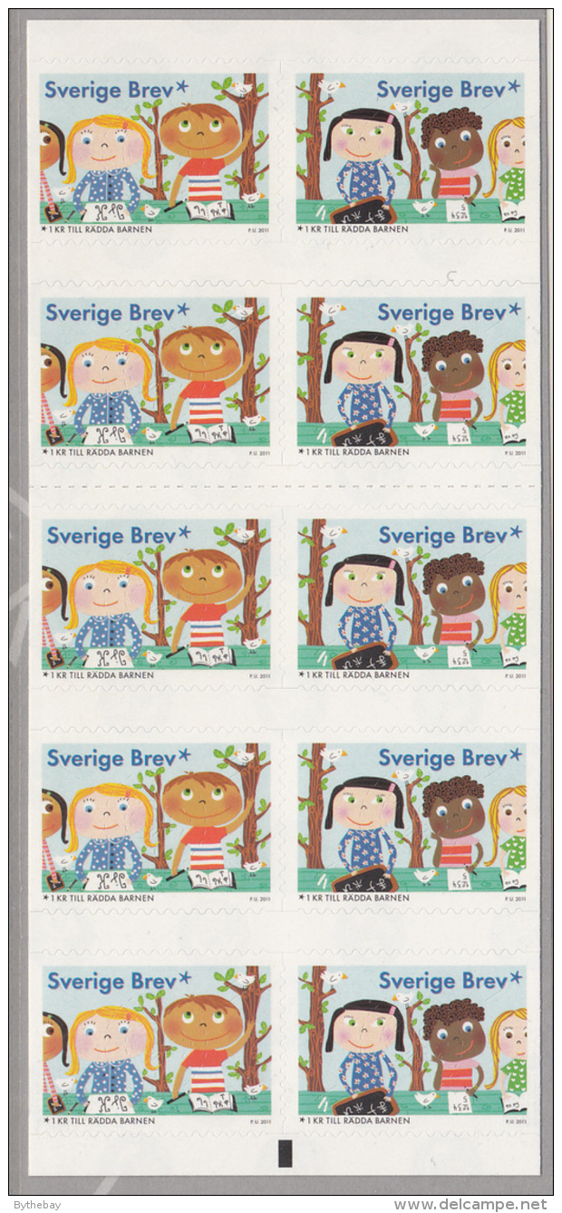 Sweden 2011 MNH Booklet Pane Of 10 2 Designs Save The Children - Ongebruikt