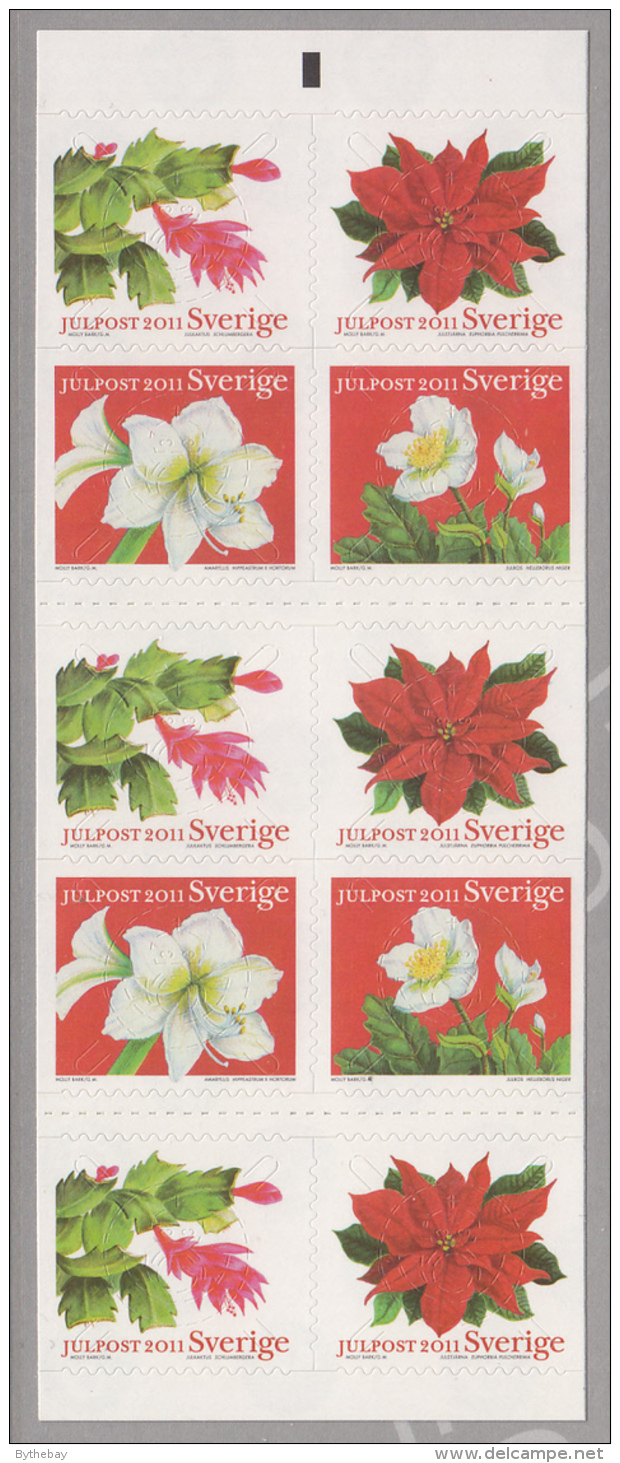 Sweden 2011 MNH Booklet Pane Of 10 4 Designs Christmas Flowers - Unused Stamps