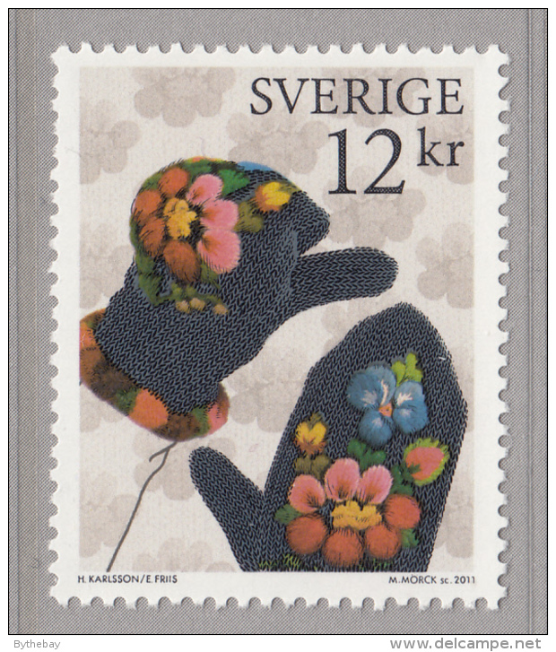 Sweden 2011 MNH 12k Flowered Mittens - Patterned - Unused Stamps