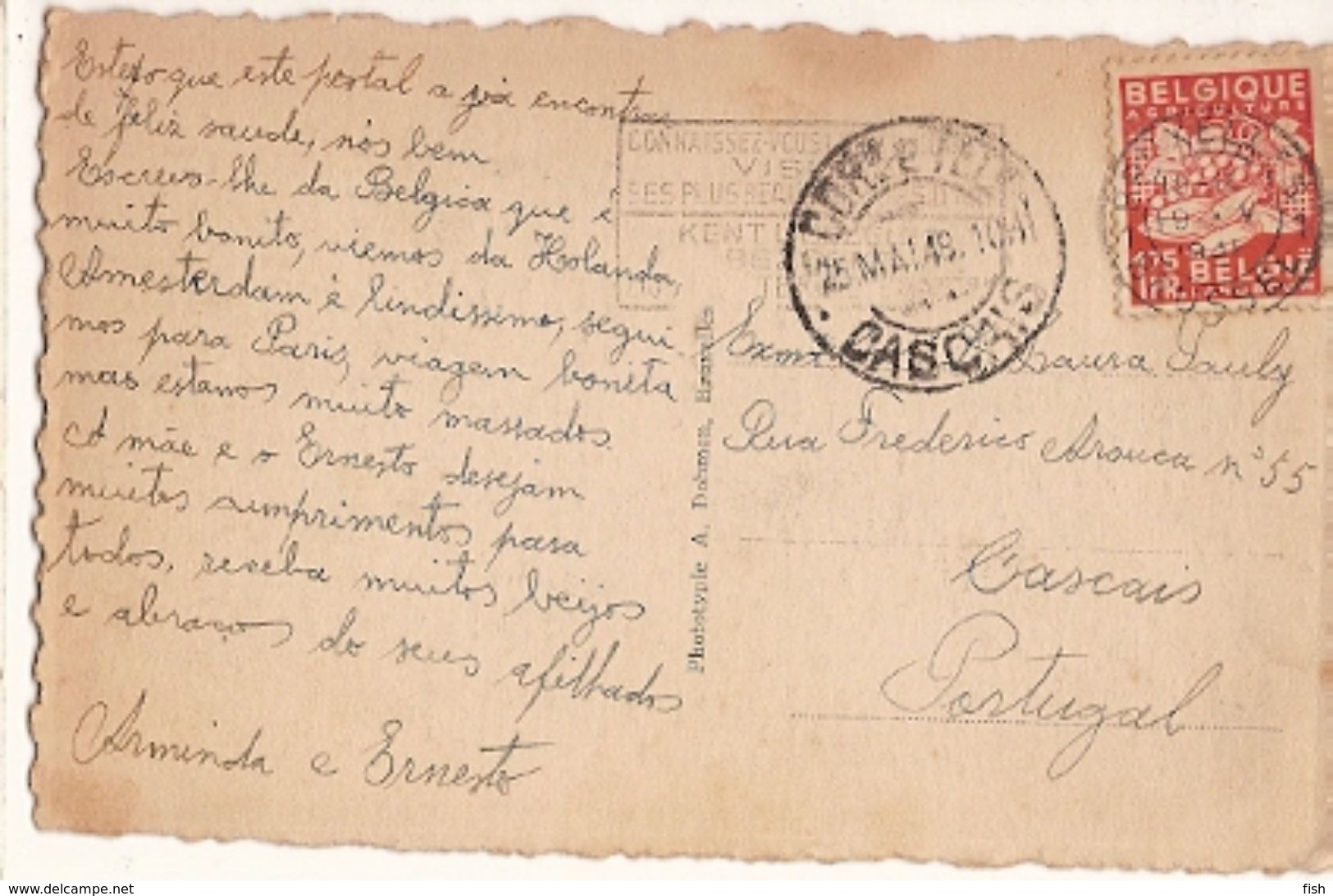 Belgium & Circulated,  Palais De Justice, Brussels, Cascais Portugal 1948 (32) - Monuments