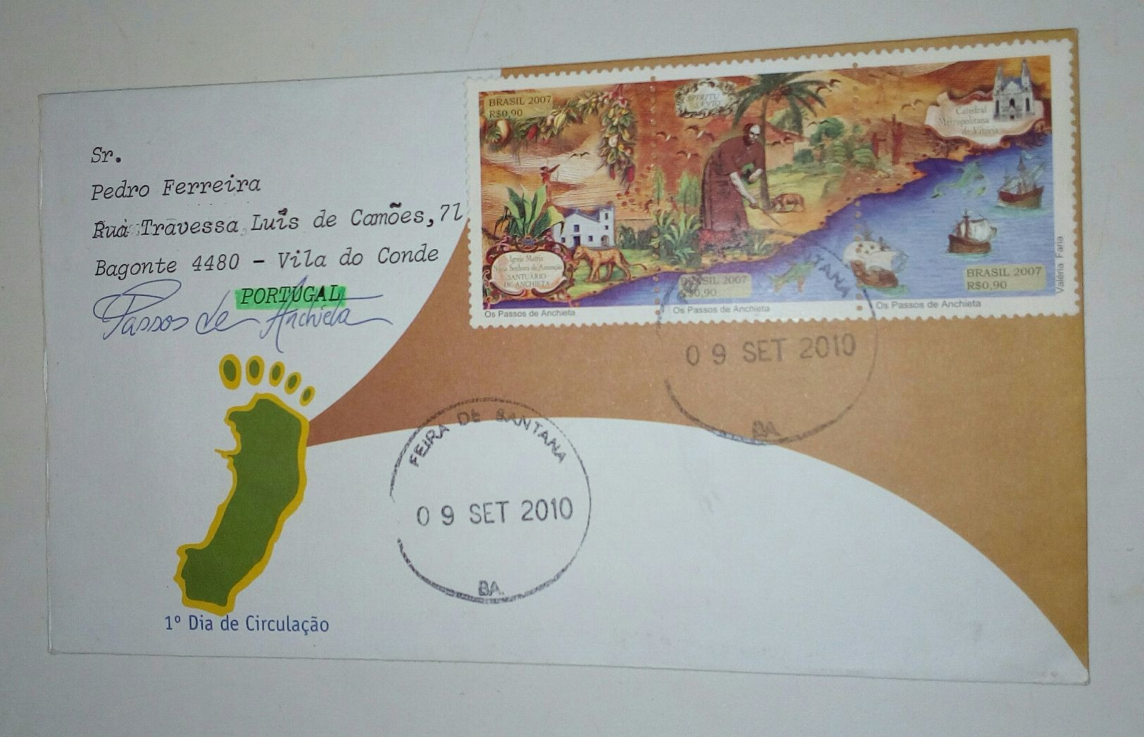 Lettre Du Bresil  Vers Portugal 2010 - Cartes-maximum