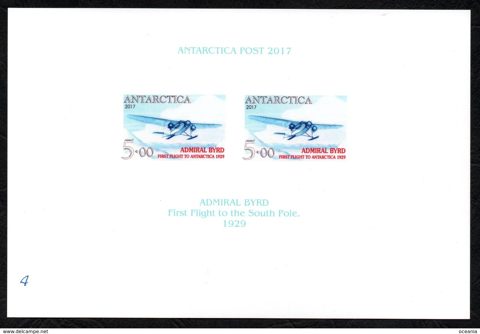 Antarctica Post Byrd First Flight To The SouthPole Presentation Card.. - Other & Unclassified