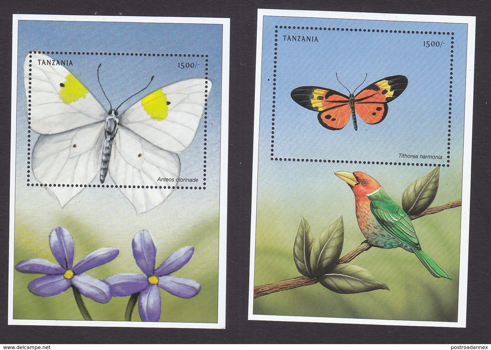 Tanzania, Scott #1967-1968, Mint Never Hinged, Butterflies, Issued 1999 - Tanzanie (1964-...)