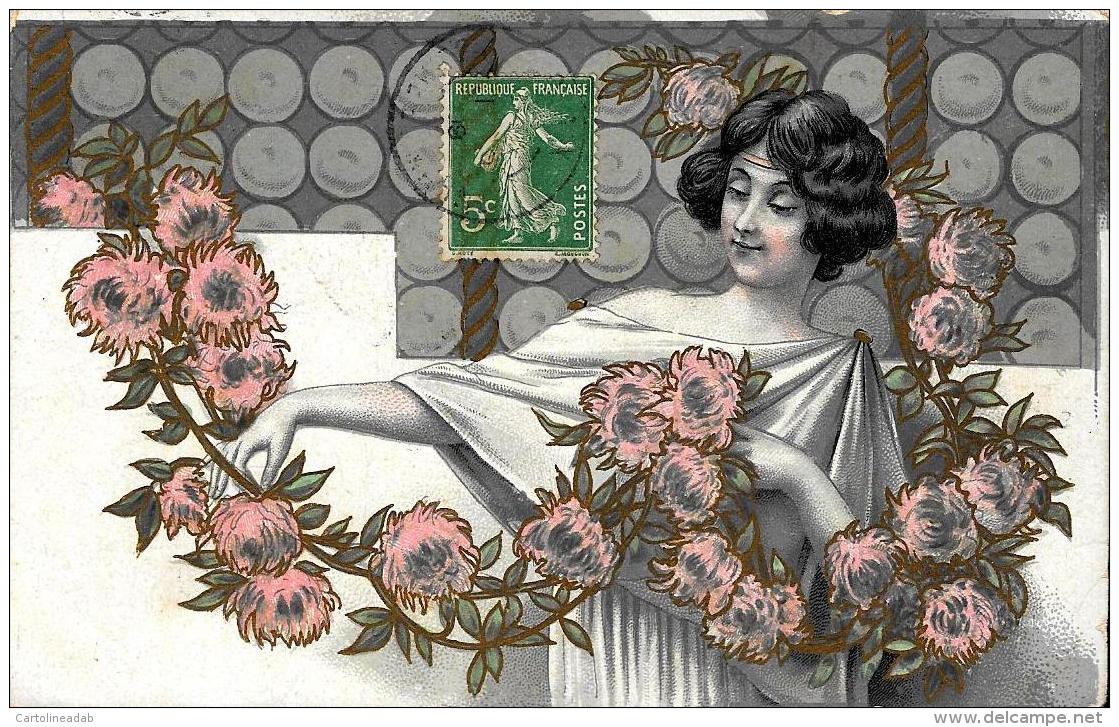 [DC11558] CPA - DONNA CON FIORI - Viaggiata - Old Postcard - Non Classificati