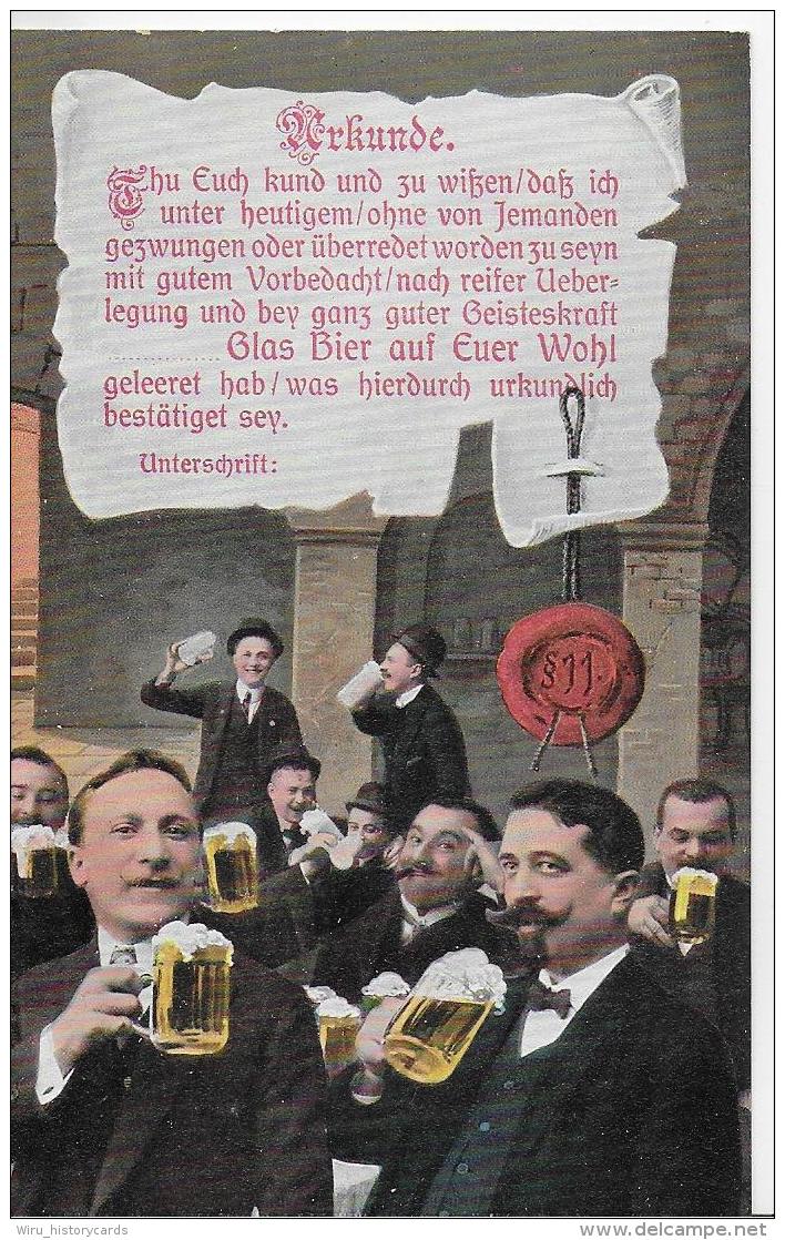 AK 0848  Urkunden-Karte - Bier , Humor / Künstlerkarte Um 1910-20 - Humor