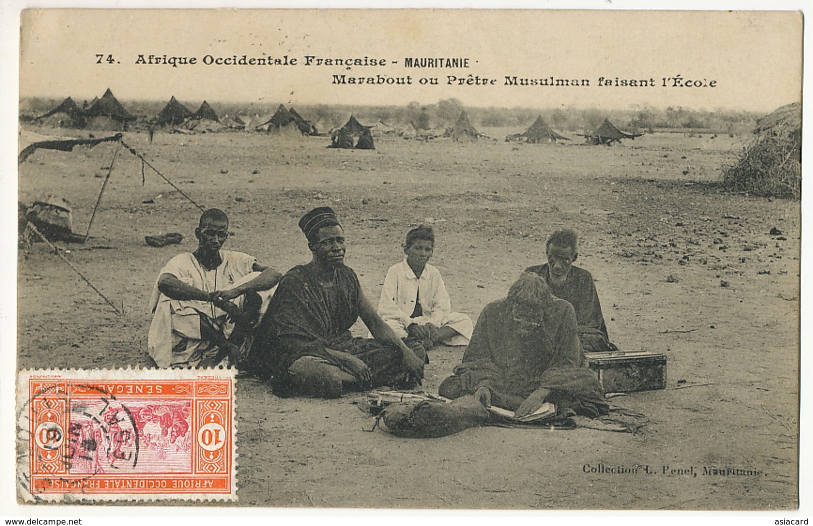 Mauritanie 74 AOF Penel Marabout Ou Pretre Musulman Faisant L' Ecole Timbrée St Louis - Mauritania