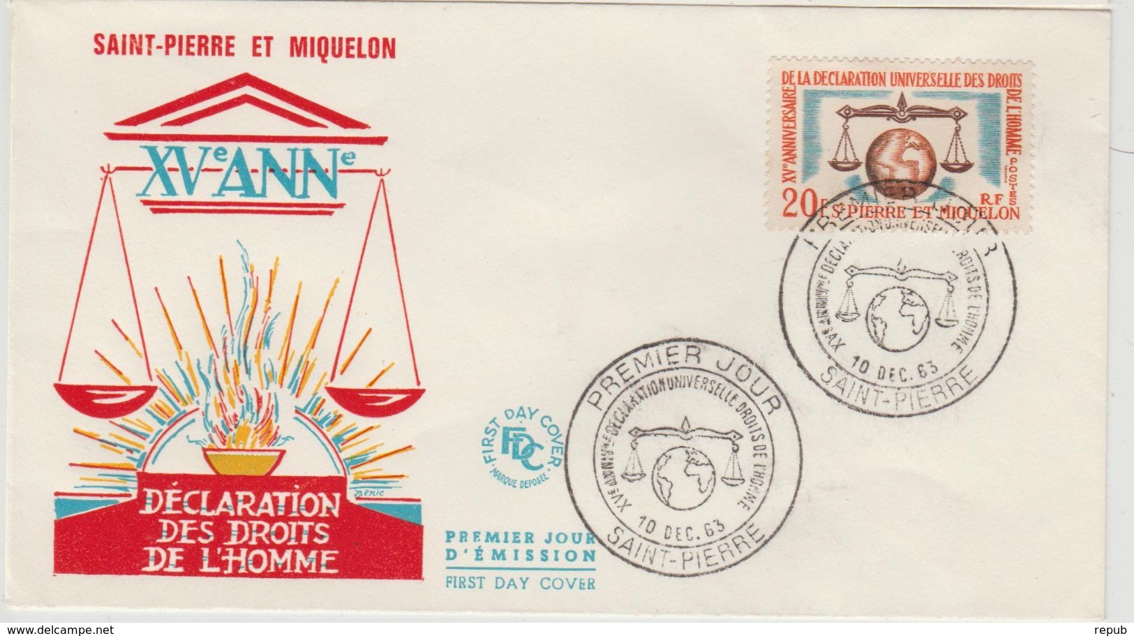 Saint Pierre Et Miquelon FDC 1963 Droit De L'homme 370 - FDC