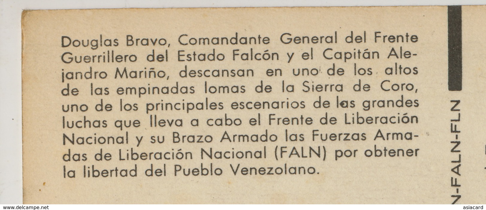 Douglas Bravo Nacido En Cabure Falcon Comunista Frente Guerillero Y Capitan Marino - Venezuela