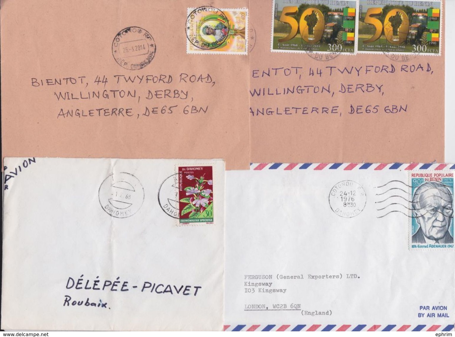 BENIN - DAHOMEY - Lot De 20 Enveloppes Timbrées - Timbres - Lettres - Cover Mail - Stamps - Letters - Benin – Dahomey (1960-...)