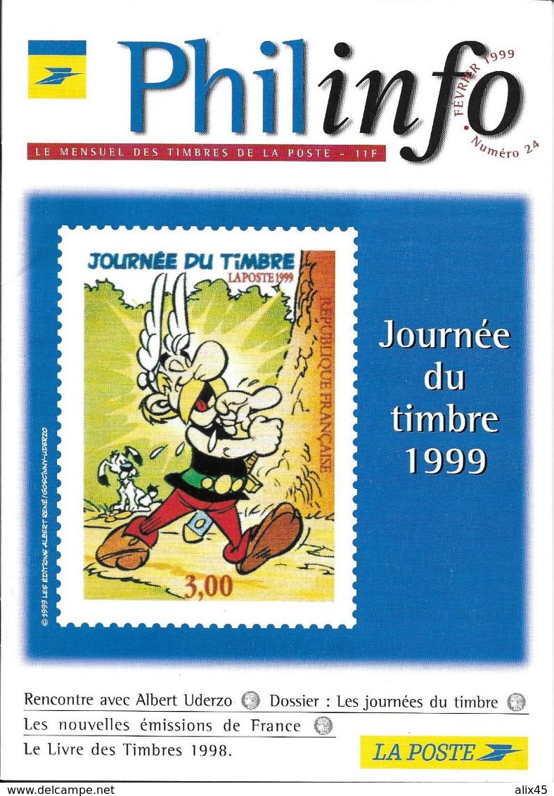 3225 - JOURNEE DU TIMBRE 1999 - ASTÉRIX - Phil Info De Février 1999 - 8 Pages Sur Astérix - Documents Of Postal Services
