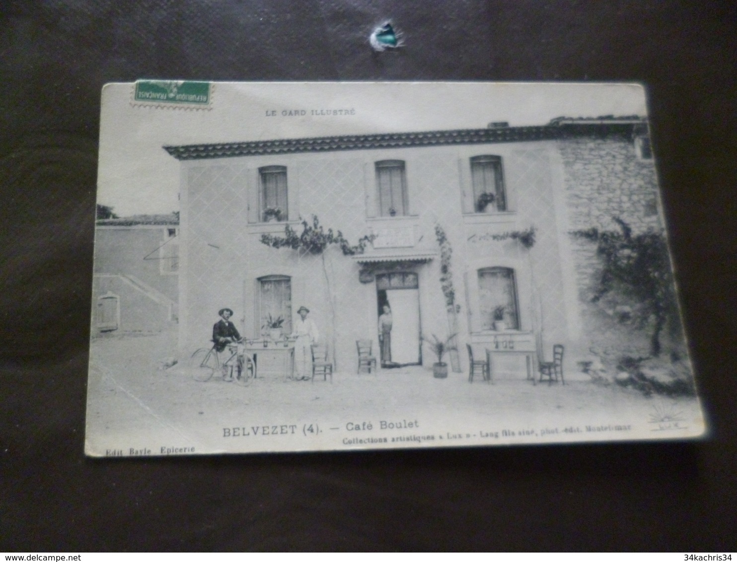 CPA 30 Gard Belvezet Café Boulet Pli Coin Sinon  TBE - Autres & Non Classés