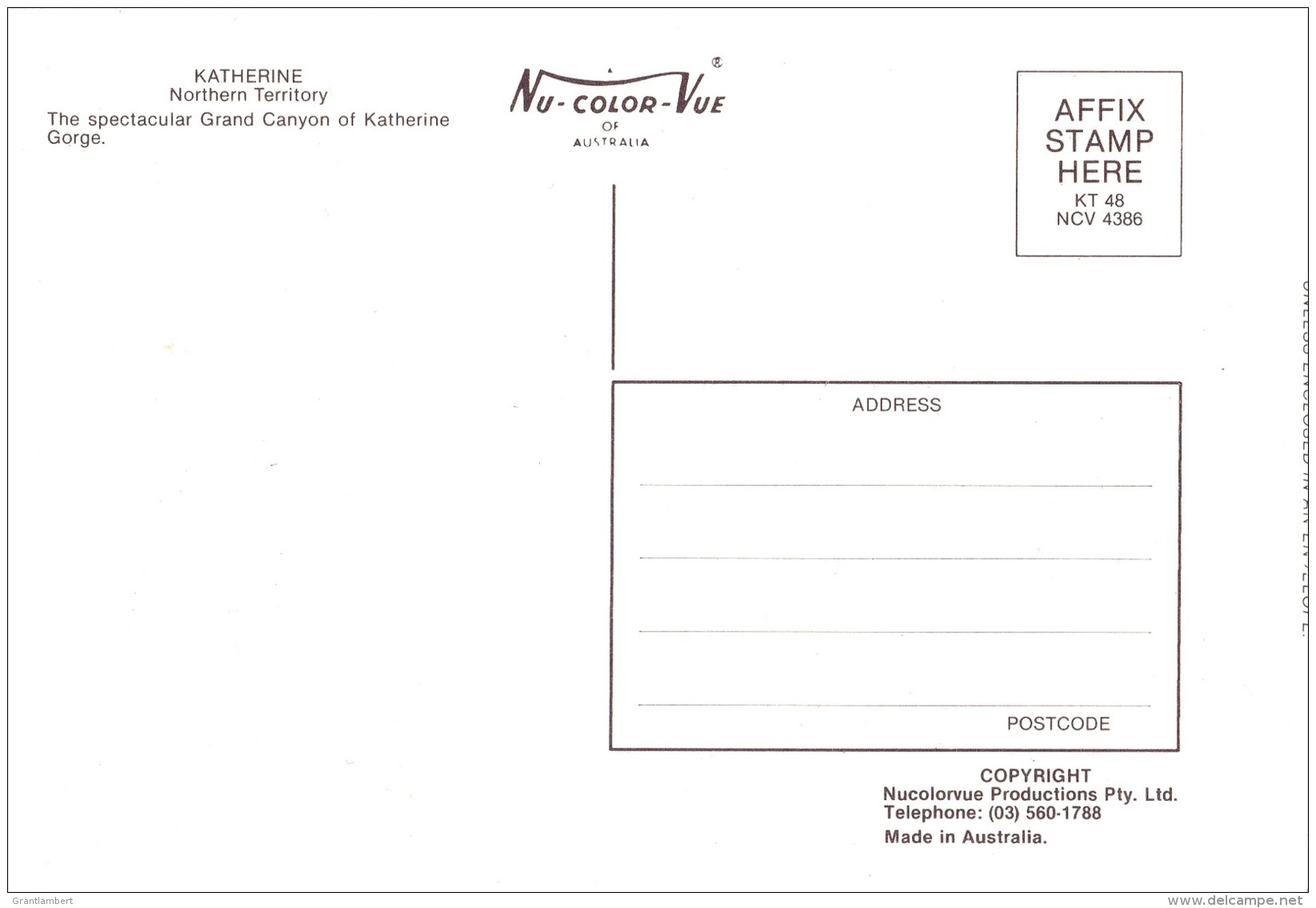 Australia - Grand Canyon, Katherine Gorge, NT Unused - Katherine