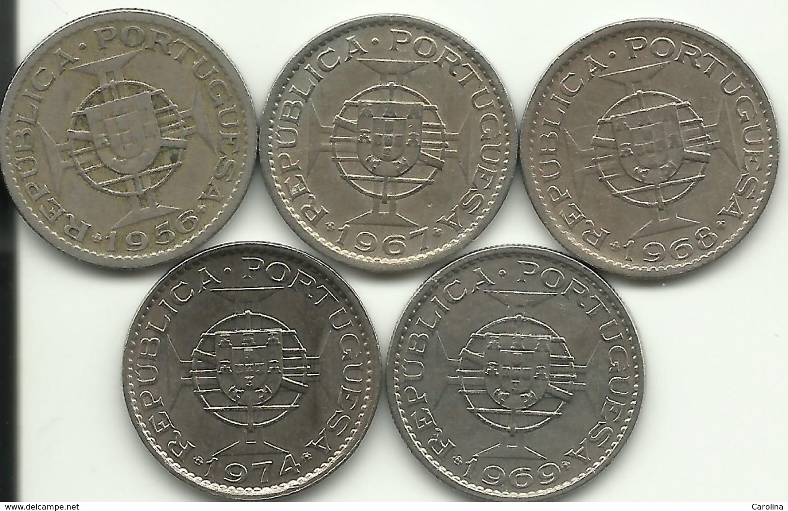 ANGOLA - 5 X 2.50 ESCUDOS  - 1956,67,68,69,74 - CU+NI - SEE PHOTOS - NICE PRICE - Angola