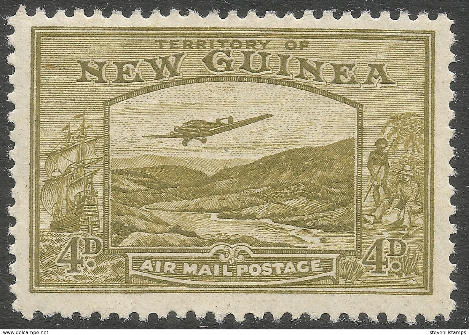 New Guinea. 1932 Air. Bulolo Goldfields. 4d MH. SG 217 - Papua New Guinea