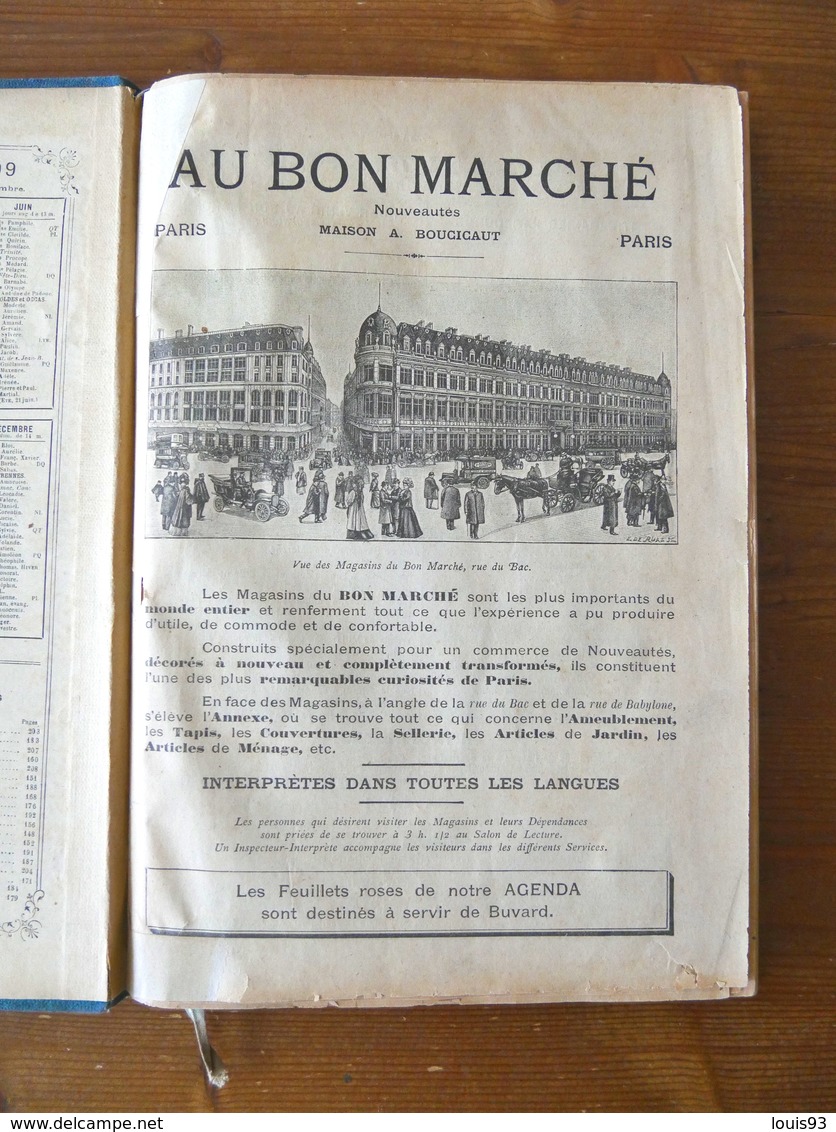 AGENDA-BUVARD Du BON MARCHE 1909. Illustrations De BENJAMIN RABIER & Autres. Nombreuses Informations Variées. 224 Pages - Grand Format : 1901-20