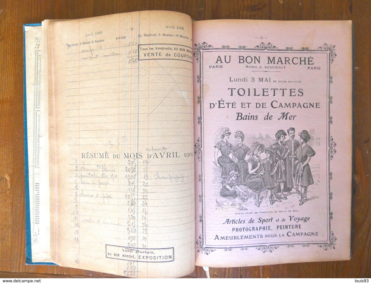 AGENDA-BUVARD du BON MARCHE 1909. Illustrations de BENJAMIN RABIER & autres. Nombreuses informations variées. 224 Pages