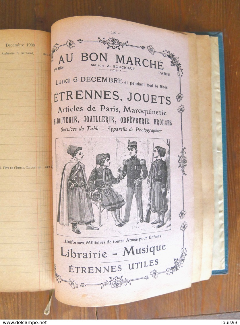 AGENDA-BUVARD du BON MARCHE 1909. Illustrations de BENJAMIN RABIER & autres. Nombreuses informations variées. 224 Pages