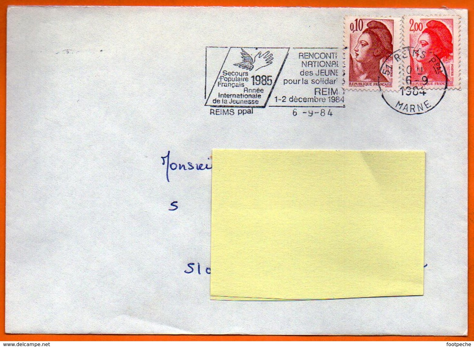 51 REIMS  SECOURS POPULAIRE  1984 Lettre Entière N° HH 716 - Maschinenstempel (Werbestempel)