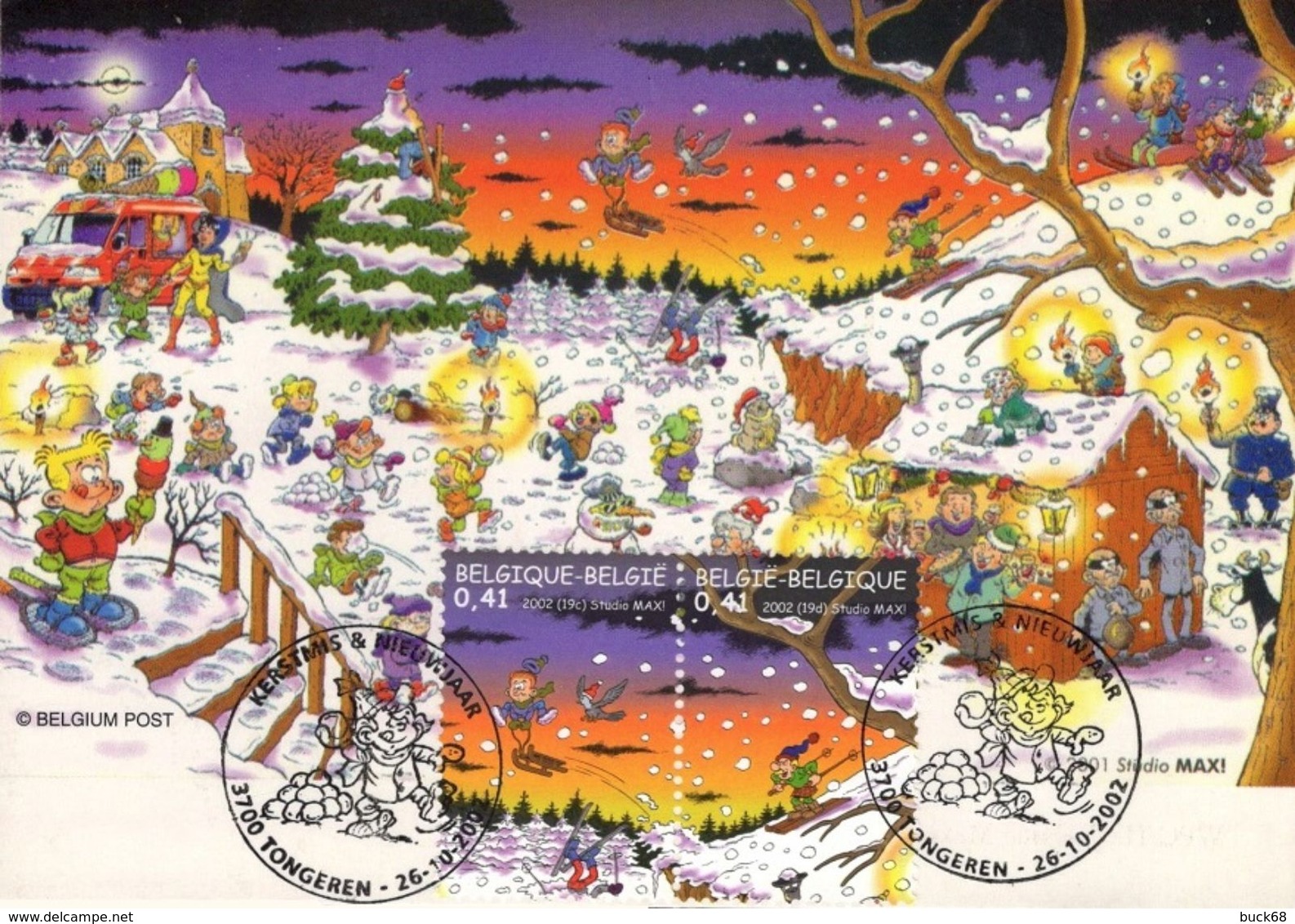 BELGIQUE 3094 3095 FDC TONGEREN 1er Jour Studio Max ! Noël Kerstmis Navidad Christmas Natale Weihnachten Sapin - Bandes Dessinées