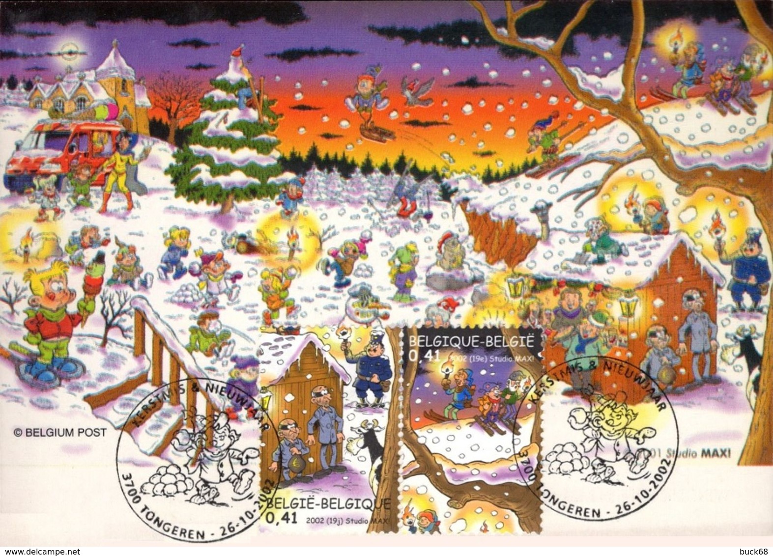 BELGIQUE 3096 3101 FDC TONGEREN 1er Jour Studio Max ! Noël Kerstmis Navidad Christmas Natale Weihnachten Sapin - Bandes Dessinées