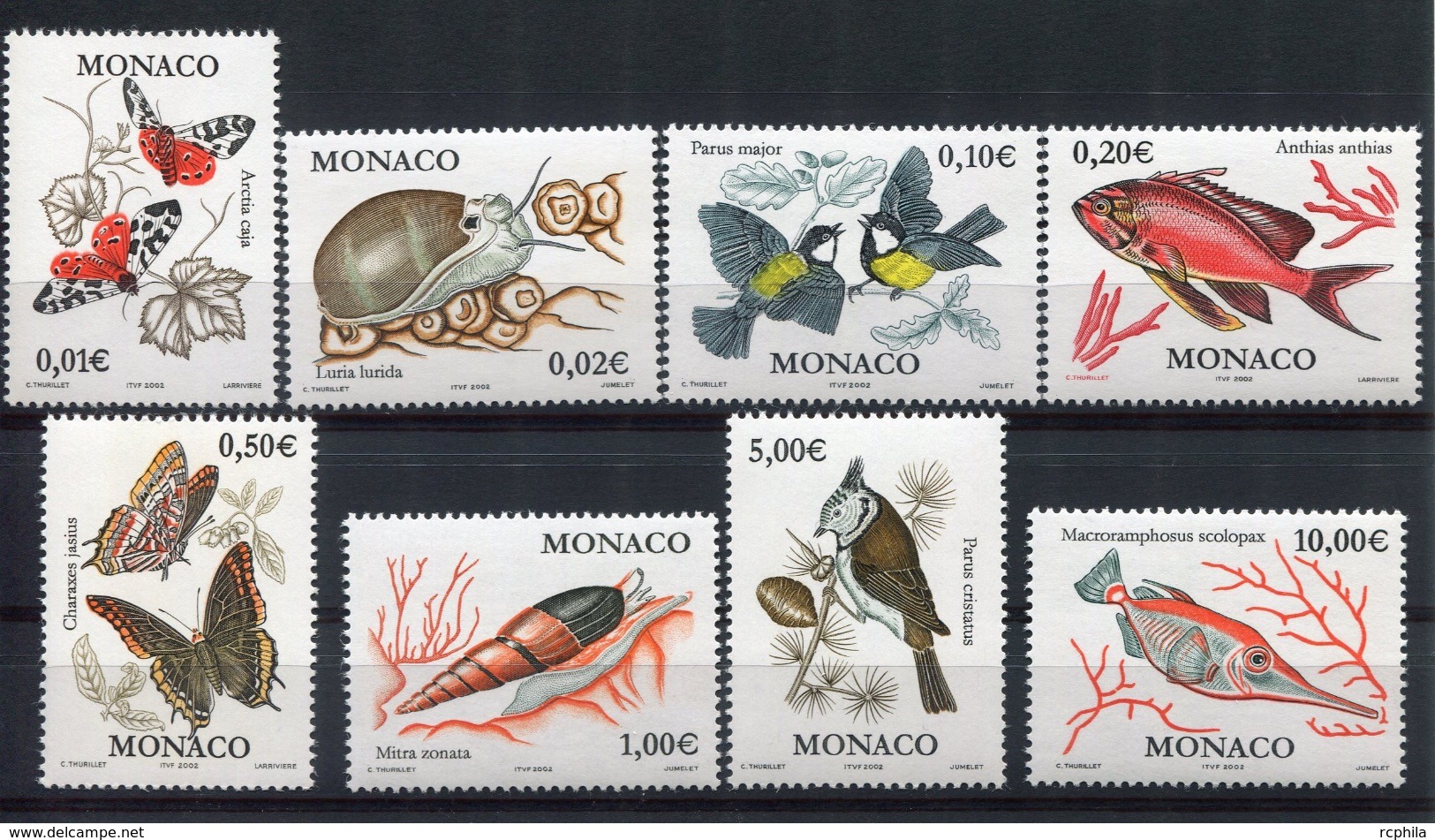 RC 7109 MONACO N° 2323 / 2330 PAPILLONS OISEAUX POISSONS COQUILLAGES EMIS EN 2002 NEUF ** - TB - Unused Stamps