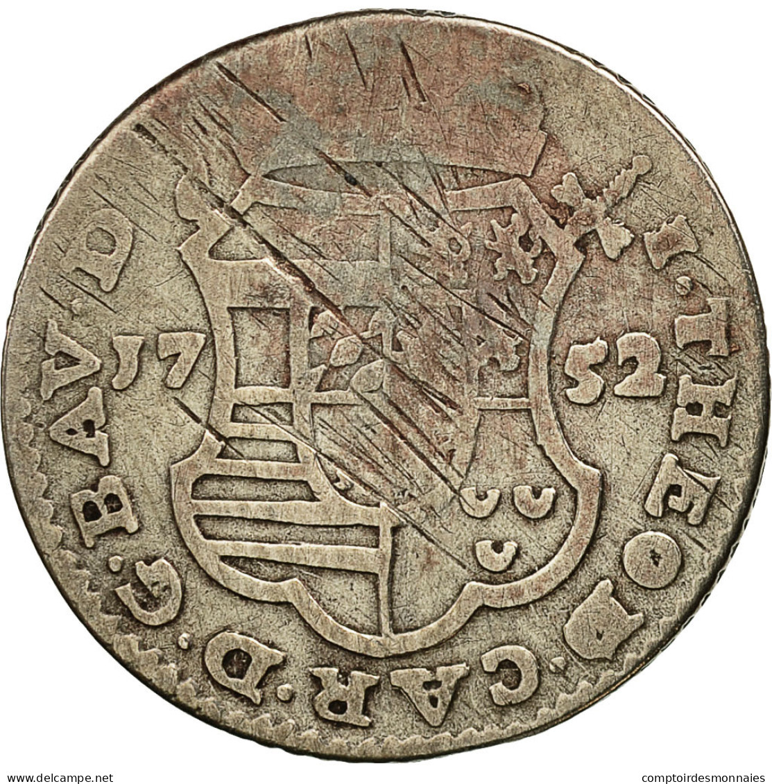 Monnaie, LIEGE, John Theodore, Escalin, 6 Sols, 1752, Liege, B+, Argent, KM:165 - Sonstige & Ohne Zuordnung