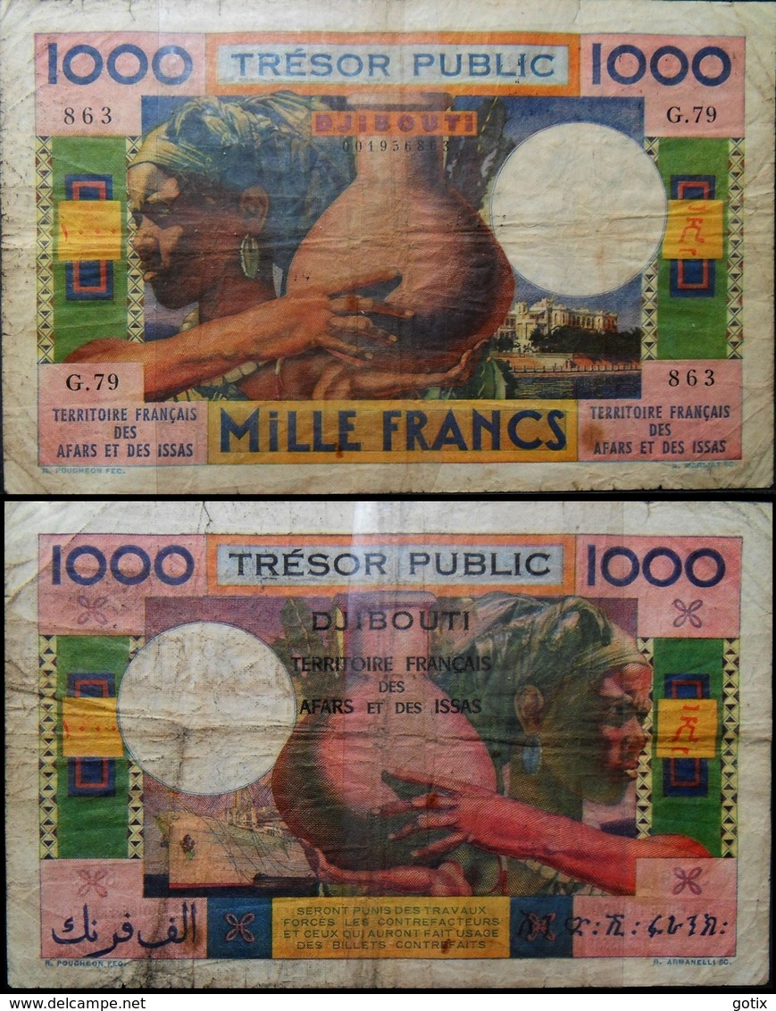 Billet 1000F DJIBOUTI Oeuvre De R. POUGHEON / Graveurs A. MARLIAT, R. ARMANELLI - Djibouti