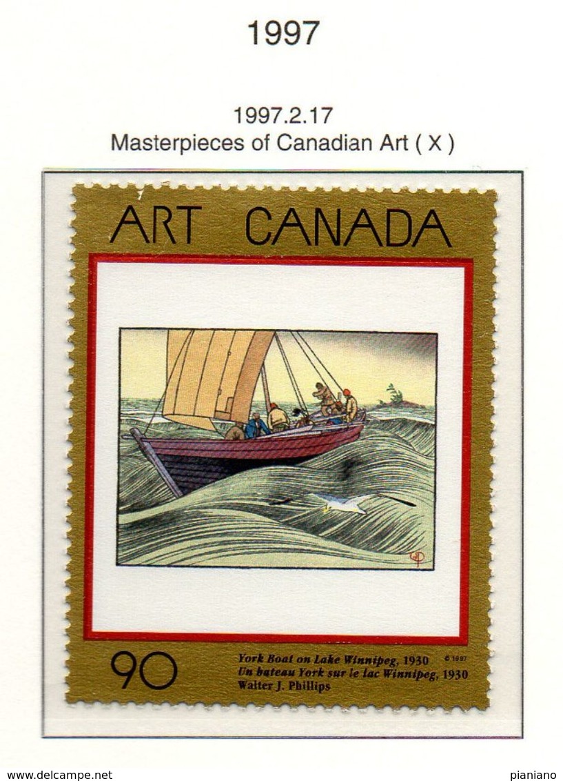 PIA - CANADA - 1997 : Capolavori Dell' Arte Canadese - Quadro Di W.J.Philips - Battello Sul Lago Winnipeg  - (Yv 1505) - Nuovi