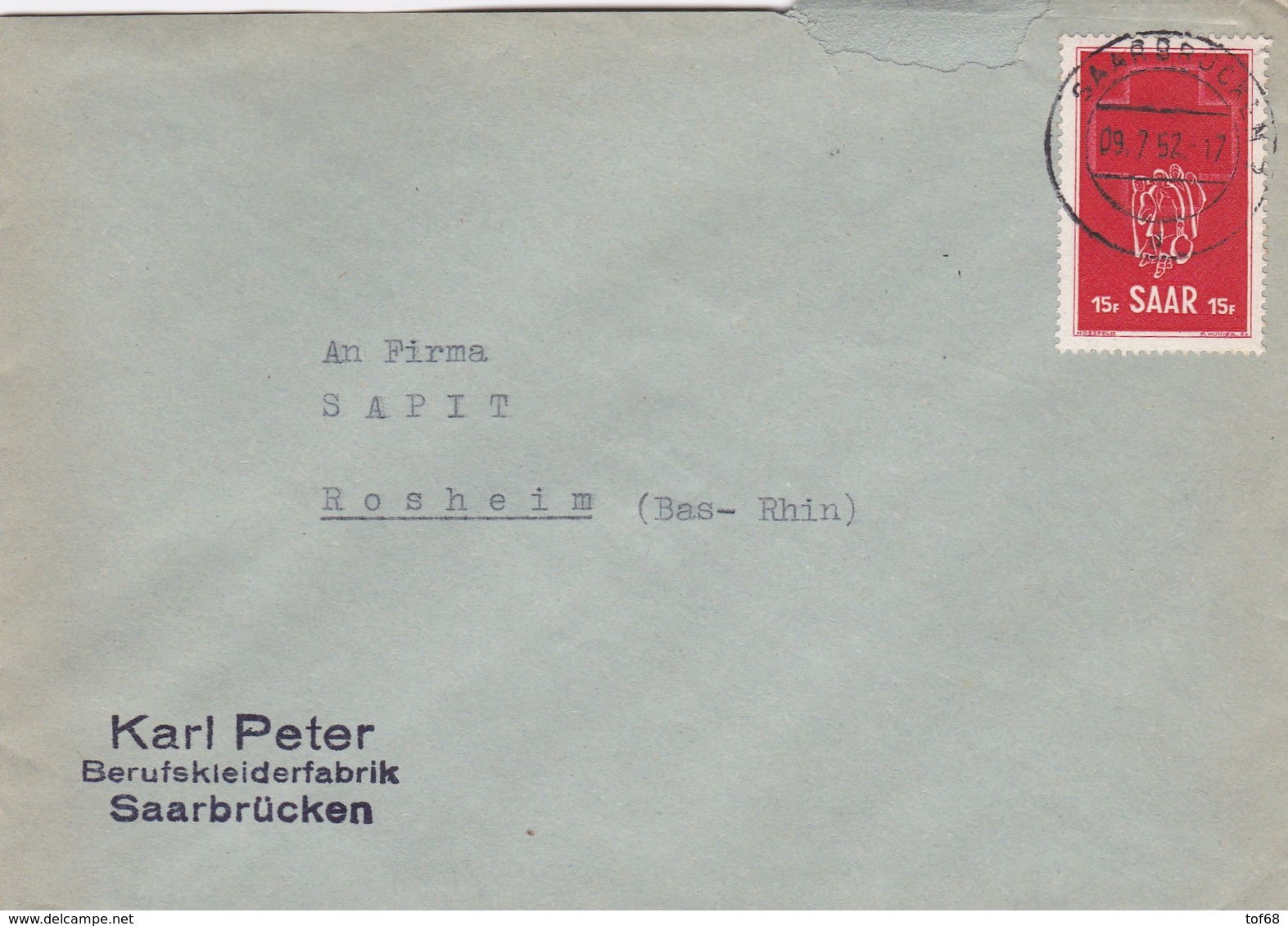 Sarre Saar Saarbrücken Brief 1952 Lettre à Entête Karl Peter - Lettres & Documents