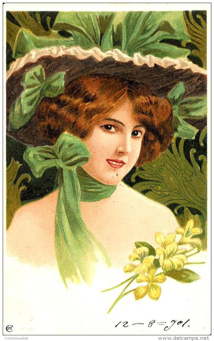 [DC11582] CPA - DONNA CON CAPPELLO - PERFETTA - Viaggiata 1901 - Old Postcard - Sin Clasificación