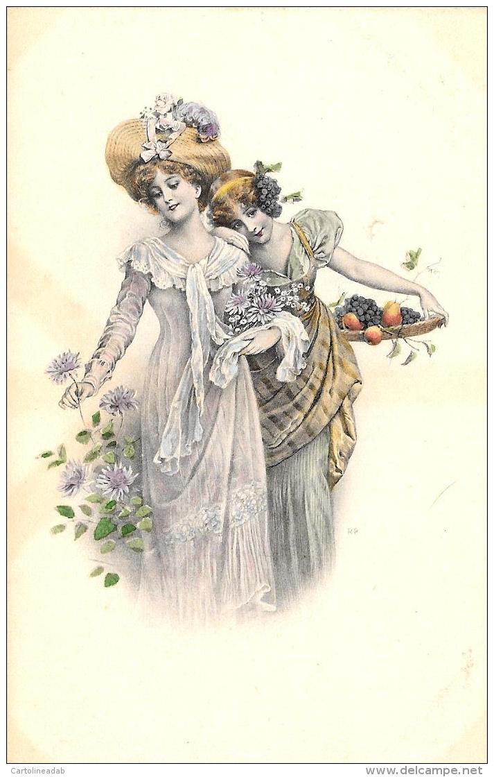 [DC11584] CPA - DONNE CON FIORI E FRUTTA - PERFETTA - Non Viaggiata - Old Postcard - Altri & Non Classificati