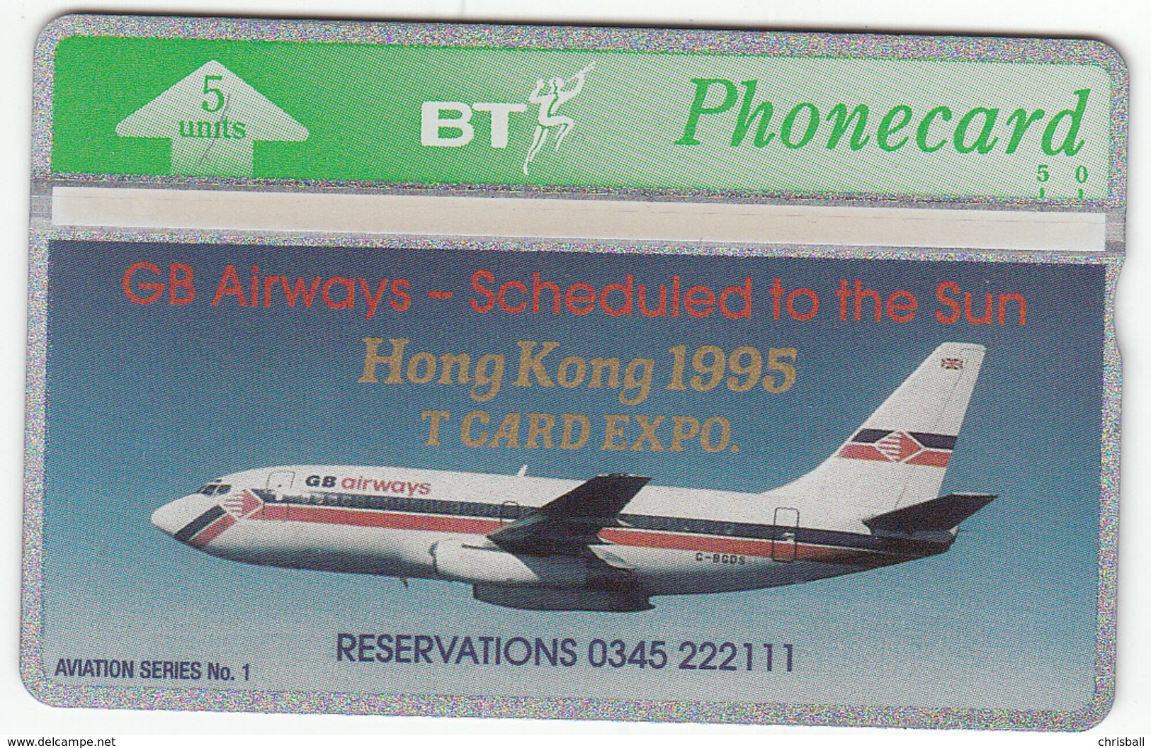 BT Phonecard GB Airways Hong Kong Overprint Private Issue 5unit - Superb Mint - BT Thematic Civil Aircraft Issues