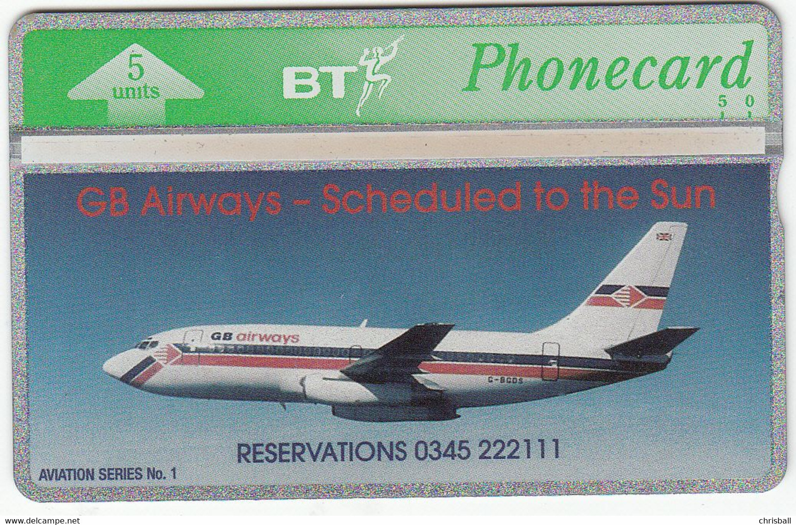 BT Phonecard GB Airways  Private Issue 5unit - Superb Mint - BT Thematic Civil Aircraft Issues