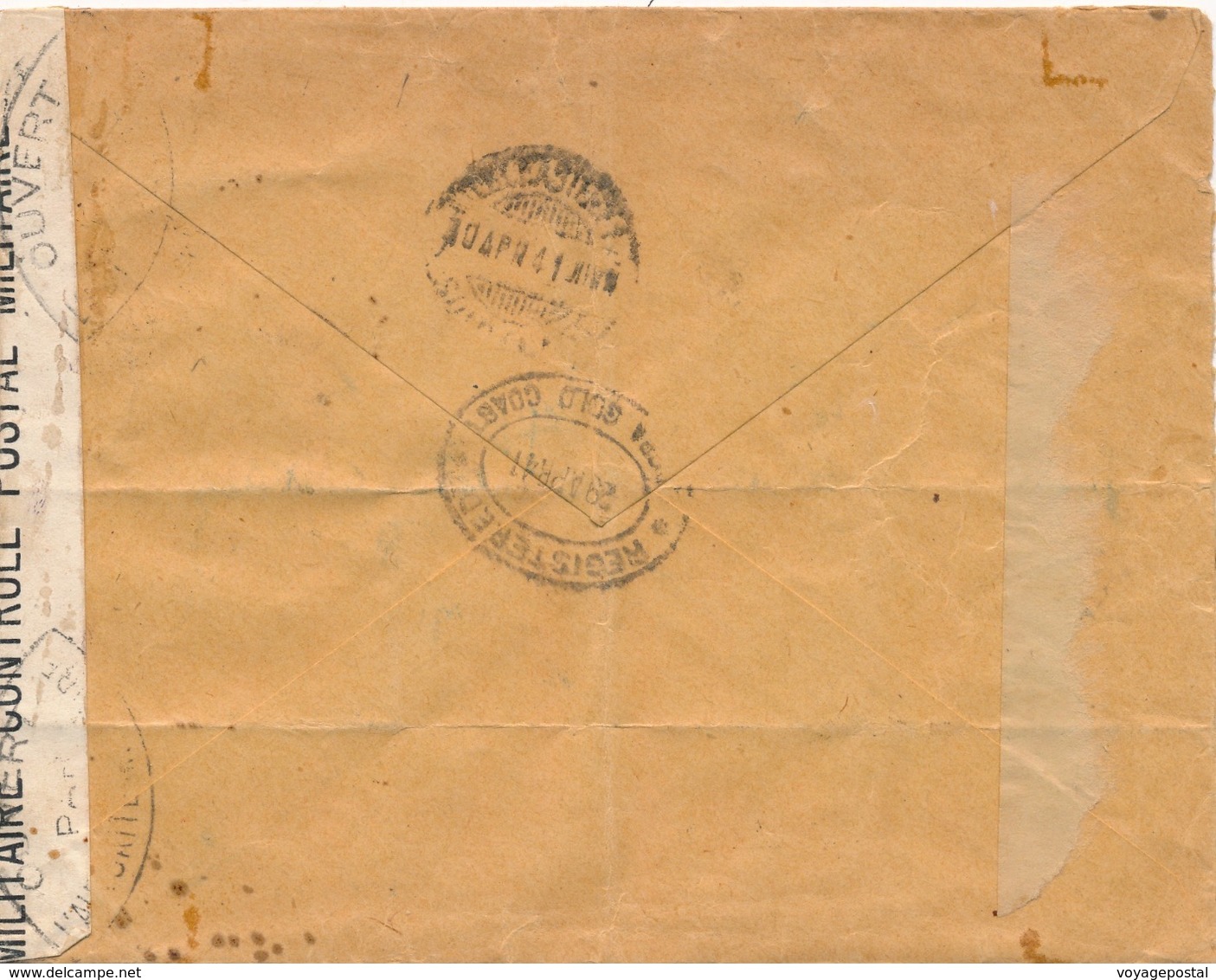 Lettre Recommandé Lome Togo Via Osino Gold Coast Contrôle Postal - Storia Postale