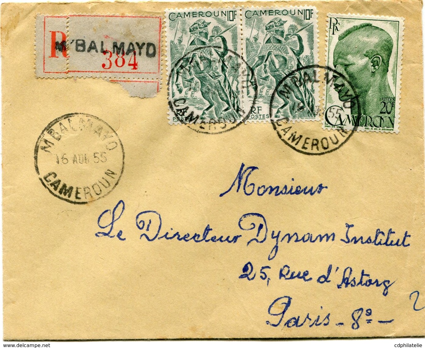 CAMEROUN LETTRE RECOMMANDEE DEPART M'BALMAYO 16 AOU 55 CAMEROUN POUR LA FRANCE - Lettres & Documents