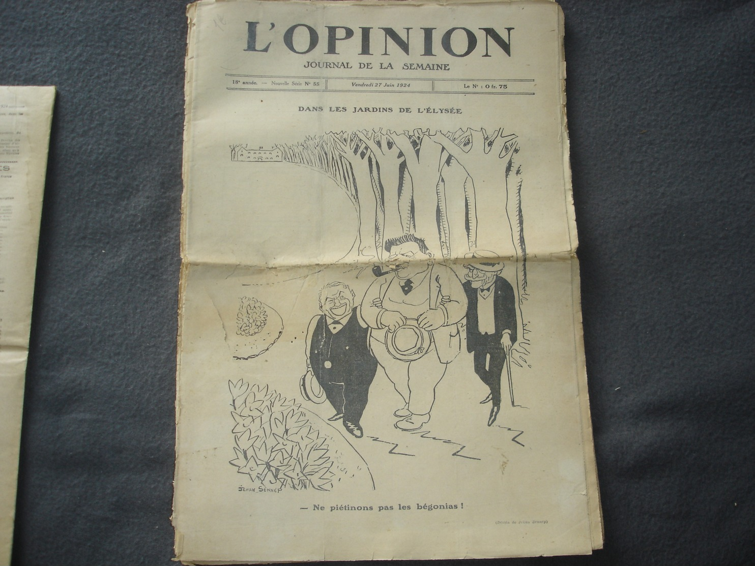 Journal De La Semaine L'Opinion N° 55 Dans Le Jardins De L'élysée - Autres & Non Classés