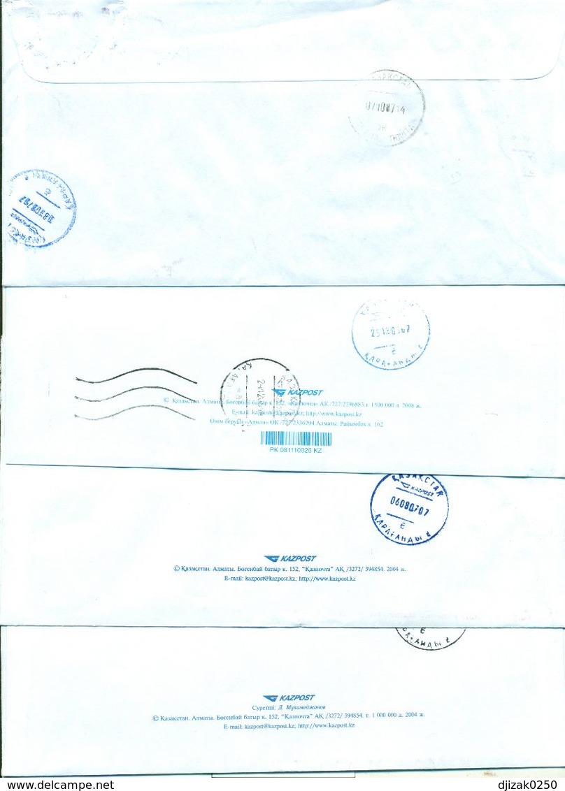 Kazakhstan.Four Envelopes Past The Mail. One Envelope Registered. - Kazachstan