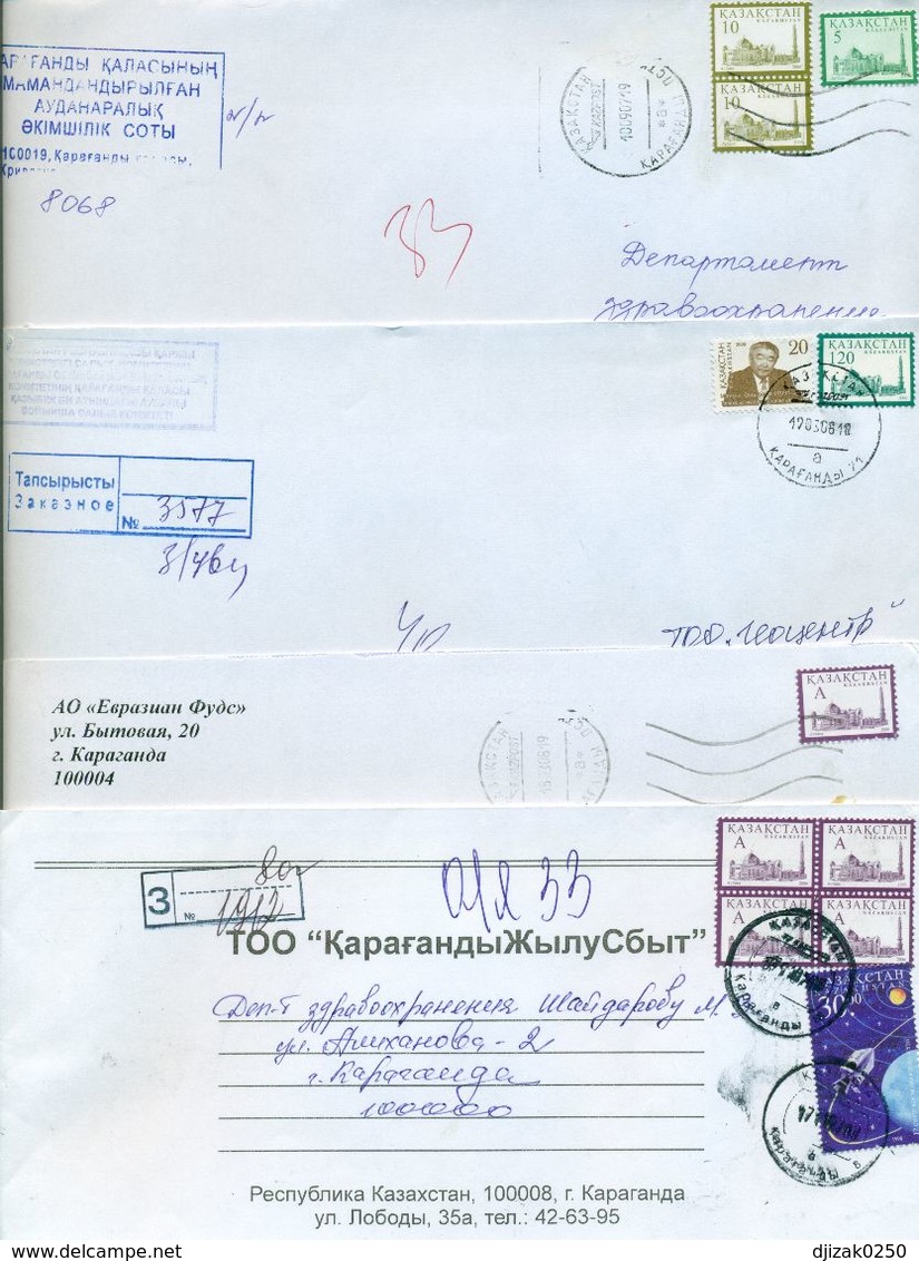 Kazakhstan.Four Envelopes Past The Mail. Two Envelopes Registered. - Kazakhstan