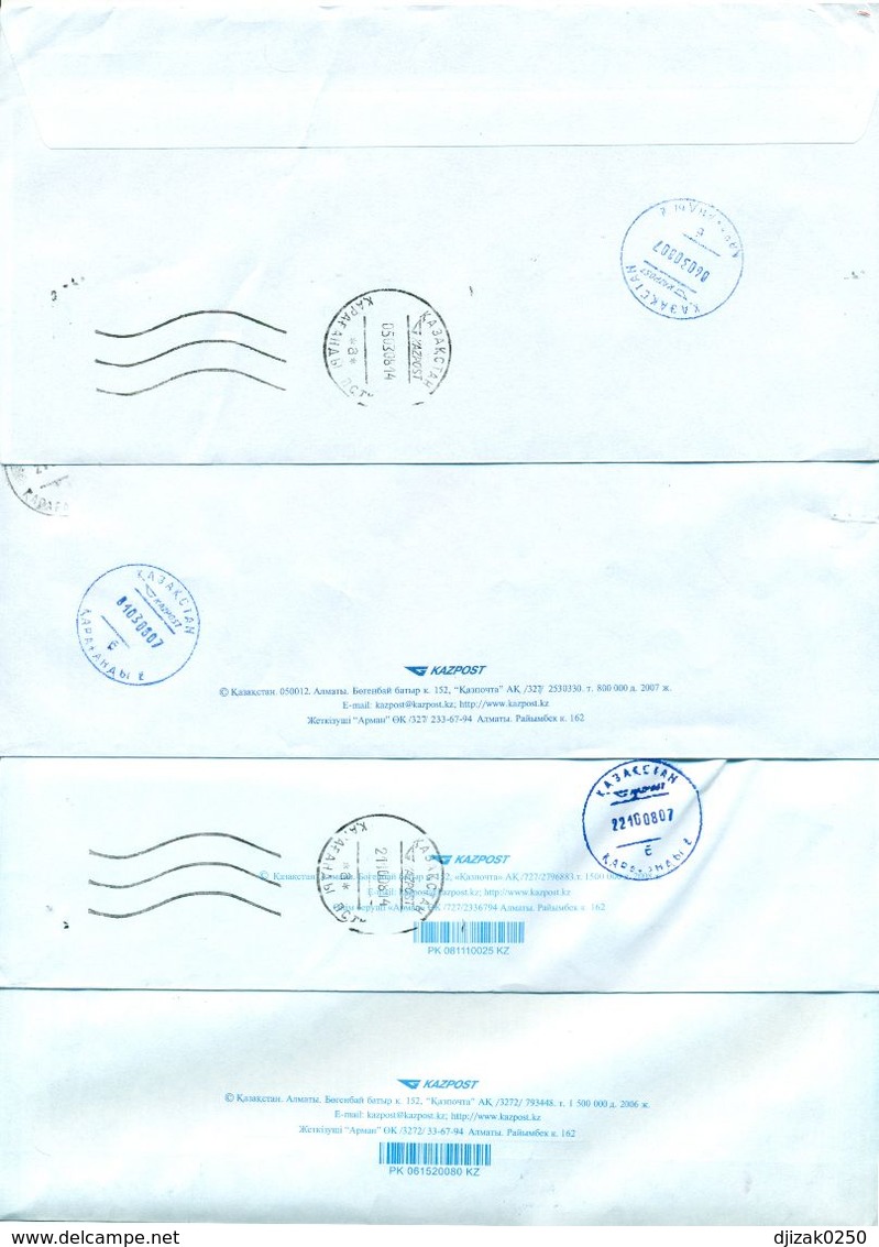 Kazakhstan.Four Envelopes Past The Mail. Two Envelopes Registered. - Kazakhstan