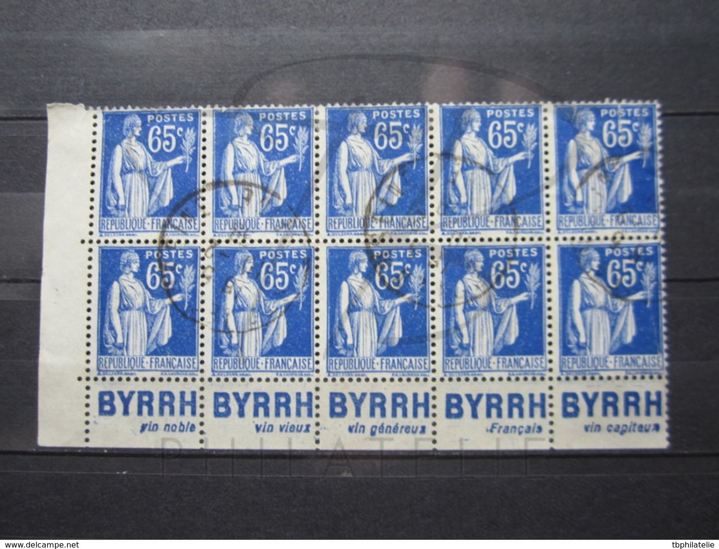 VEND TIMBRES DE FRANCE N° 365 EN BLOC DE 10 + BANDE DE 5 PUBLICITES " BYRRH " !!! - Other & Unclassified