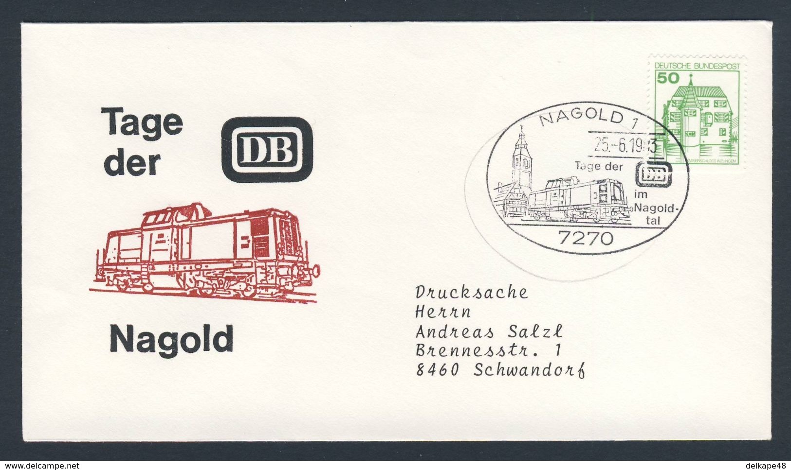 Deutschland Germany 1983 Cover / Brief / Lettre - Tag Der DB - Nagold / Day Of The Railways / Eisenbahn - Treinen