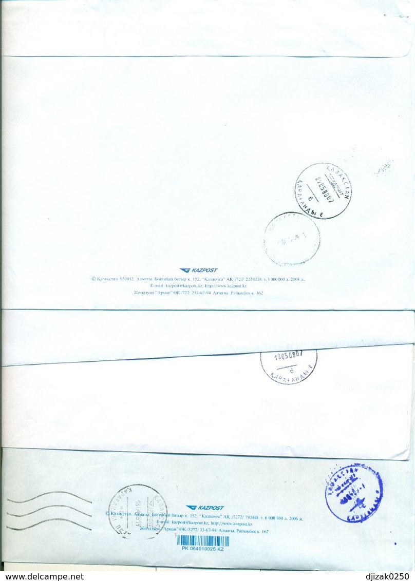 Kazakhstan.Four Envelopes Past The Mail. One Envelope Registered. - Kazakhstan