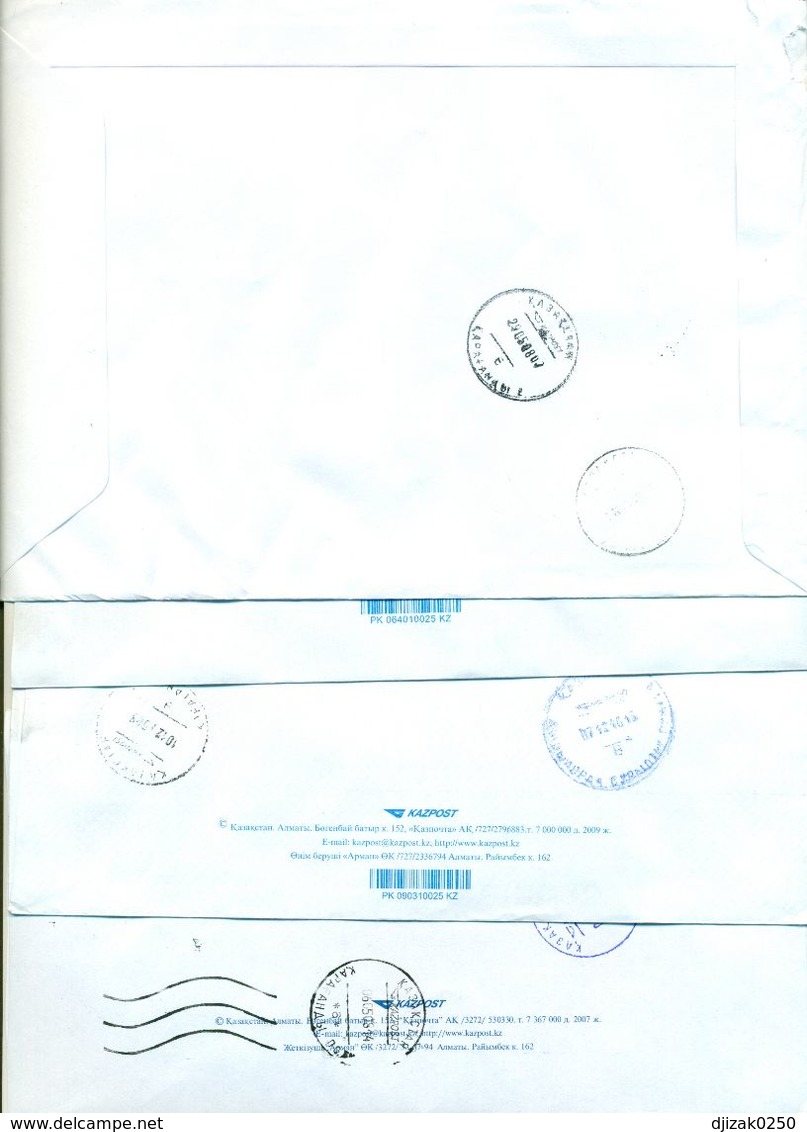 Kazakhstan.Four Envelopes Past The Mail. Two Envelopes Registered. - Kazakhstan