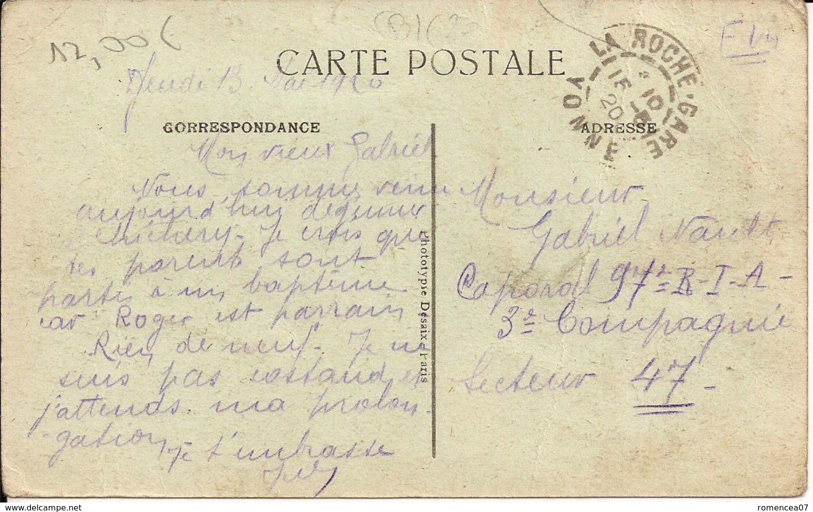 CHICHERY (Yonne) - ROUTE De BRANCHES - Animée - Voyagée Le 16 Mai 1920 - Pliure (voir Scans)--> Prix Adapté ! - Autres & Non Classés