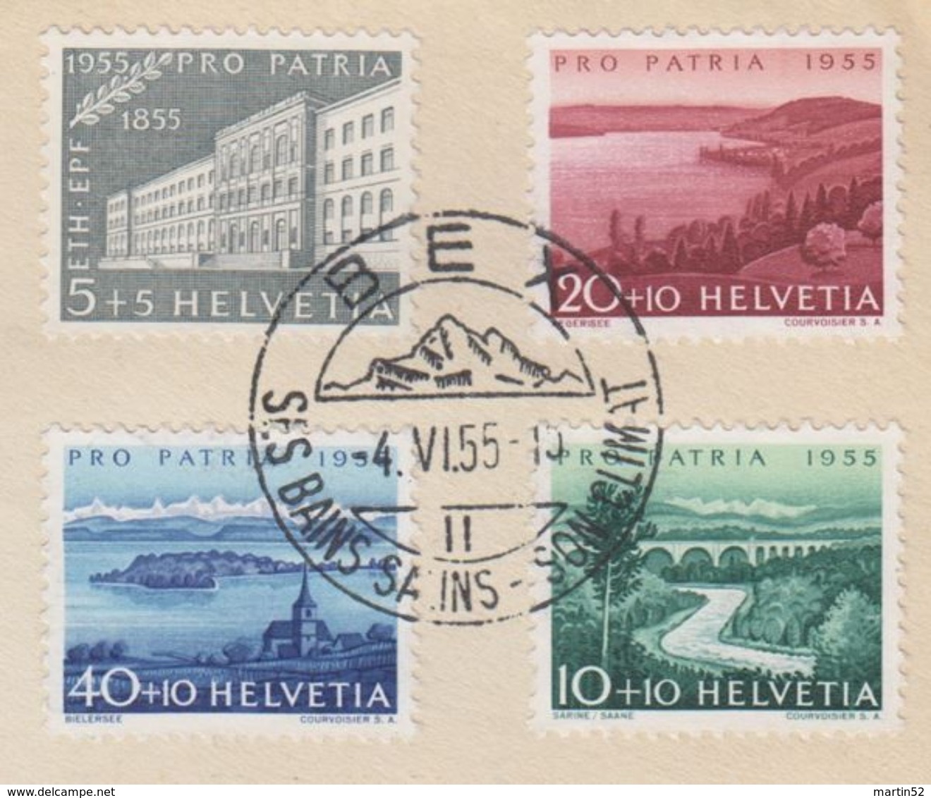 Pro Patria 1955:  Zu 71-75 Mi 613-617 Yv 562-566 Sur R-lettre  O BEX 4.IV.55 SES BAINS SAINS-SON CLIMAT (Zu CHF 50.00) - Oblitérés