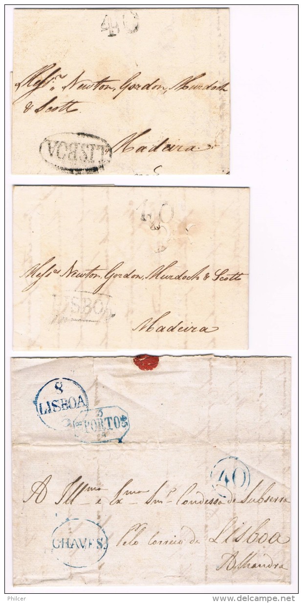 Portugal, 1828, 3 Cartas Com Carimbo De Lisboa - ...-1853 Vorphilatelie