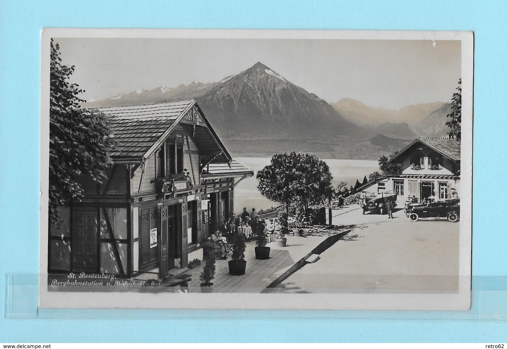 BEATENBERG → Bergbahnstation Und Bahnhofbuffet Mit Touristen Und Oldtimer, Ca.1935 - Beatenberg