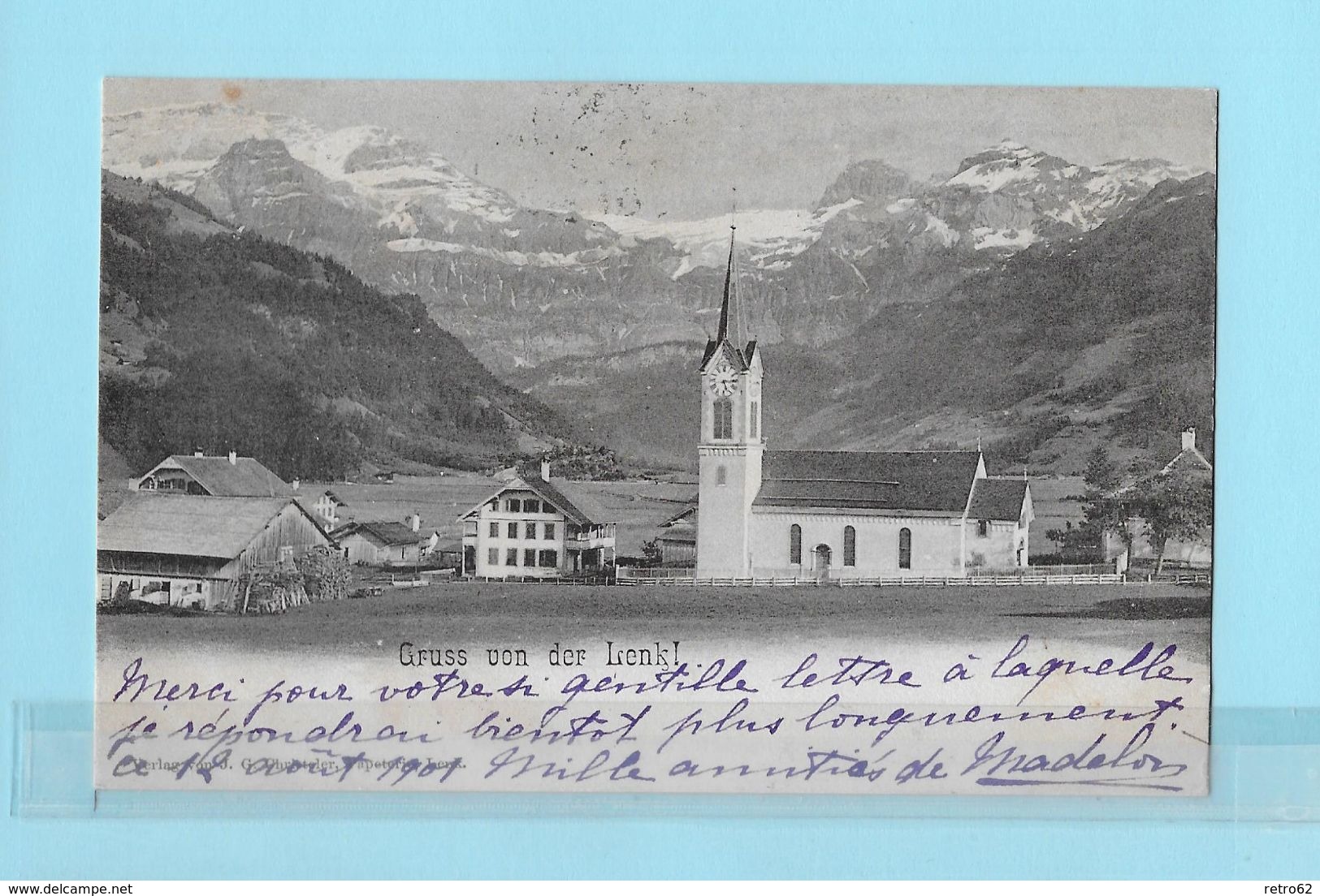 LENK → Dorfansicht Im Bereich Der Kirche Anno 1901 - Lenk Im Simmental